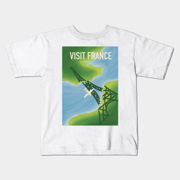 Visit France vintage travel Kids T-Shirt by nickemporium1